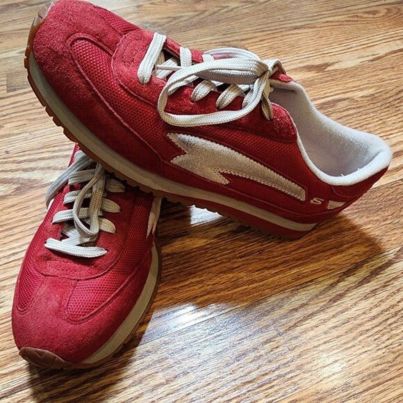 Skechers Shoes - Vintage Skechers Suede Red and Cream Shoes Women's Size 7.5